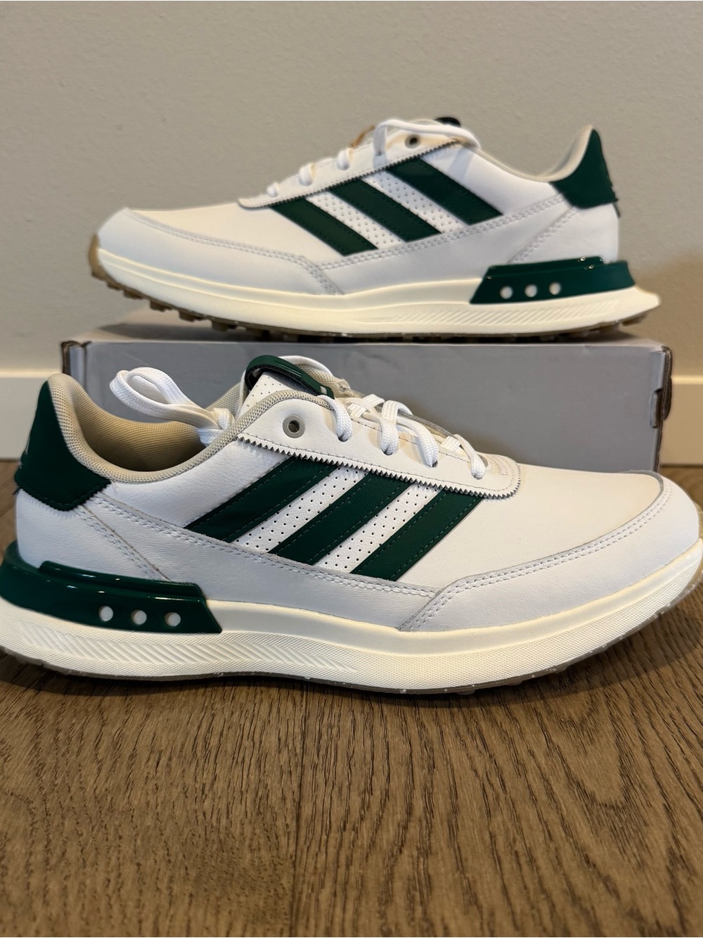 Adidas S2G SL Leather 24 Spikeless Golf Shoes White Green NEW Men’s 8